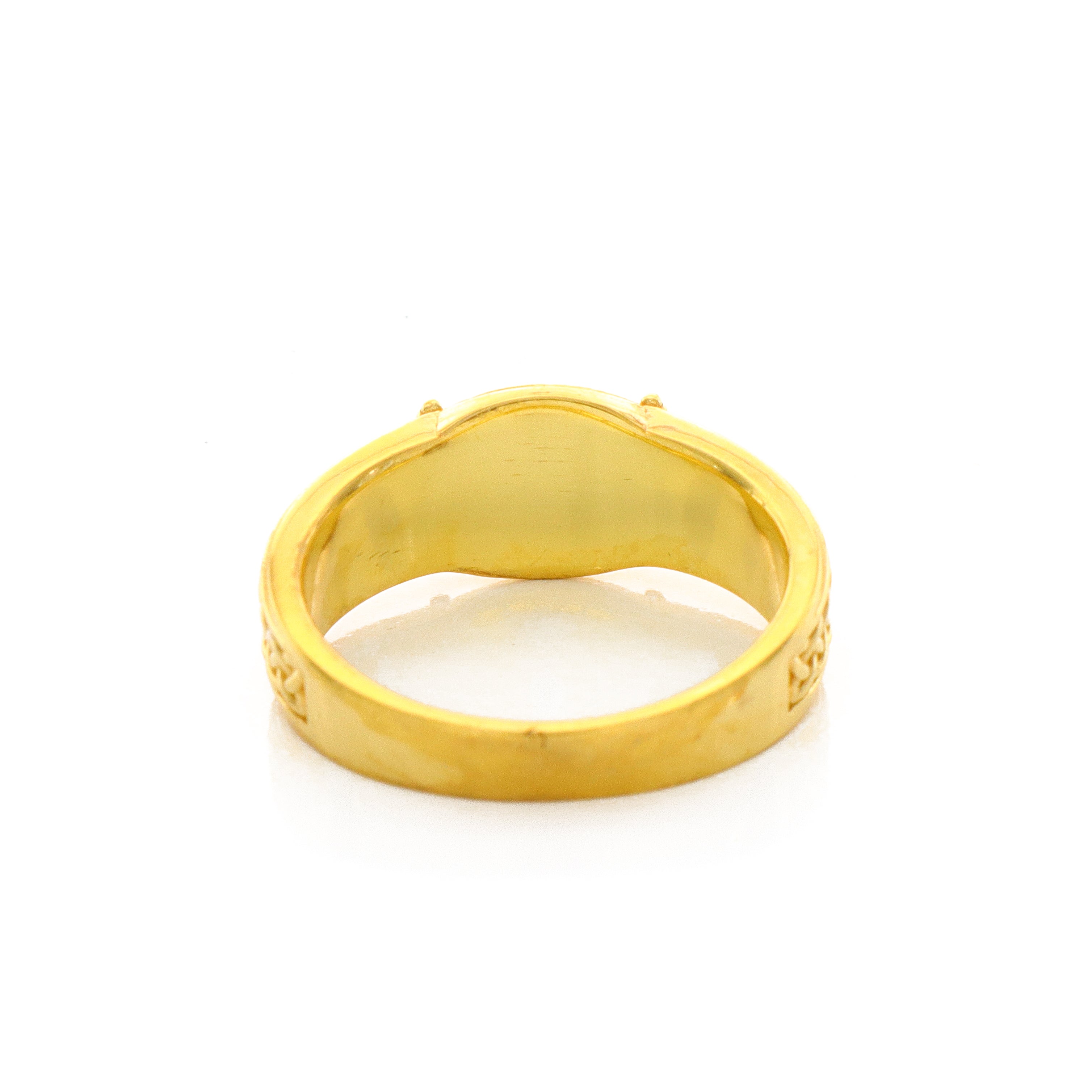 Norse Style Initial, 14k Solid Yellow Gold Signet Ring