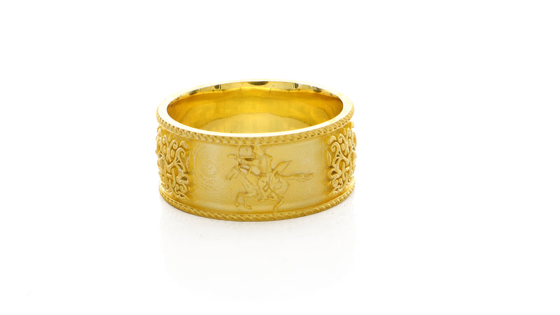 10mm Custom Made, Dome Shaped, 14k Solid Yellow Gold Scythian Ring