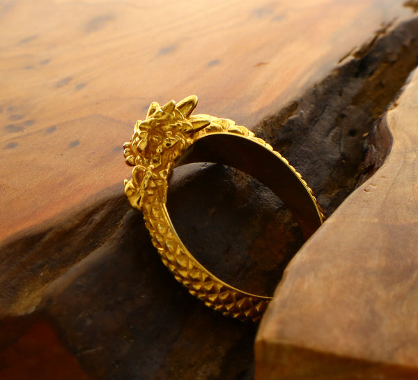 Ouroboros Dragon, 14k Solid Yellow Gold Ring