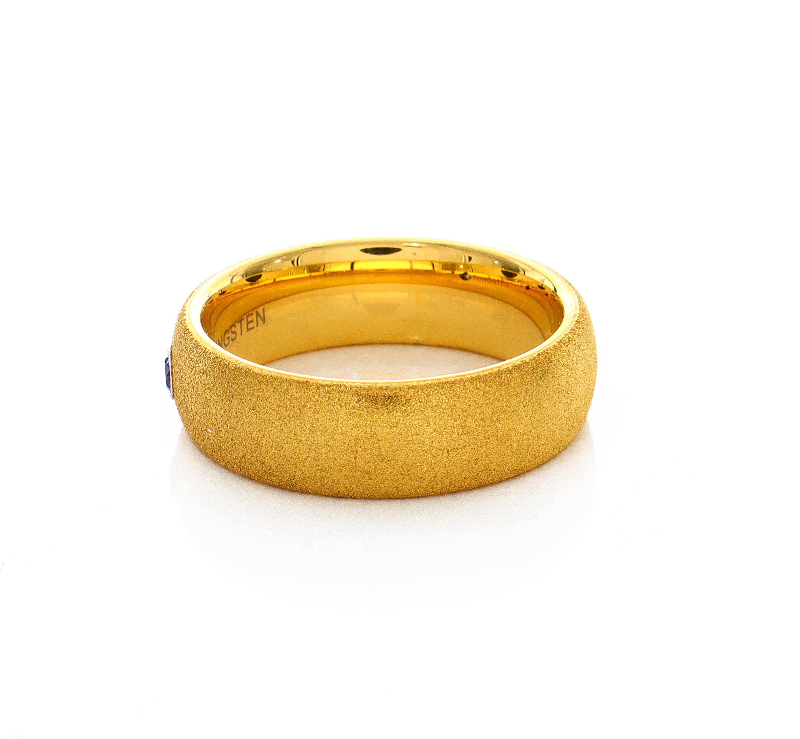 7mm, Custom Made, Dome Shaped Solid Yellow Gold Ring with Round Cut Aquamarine