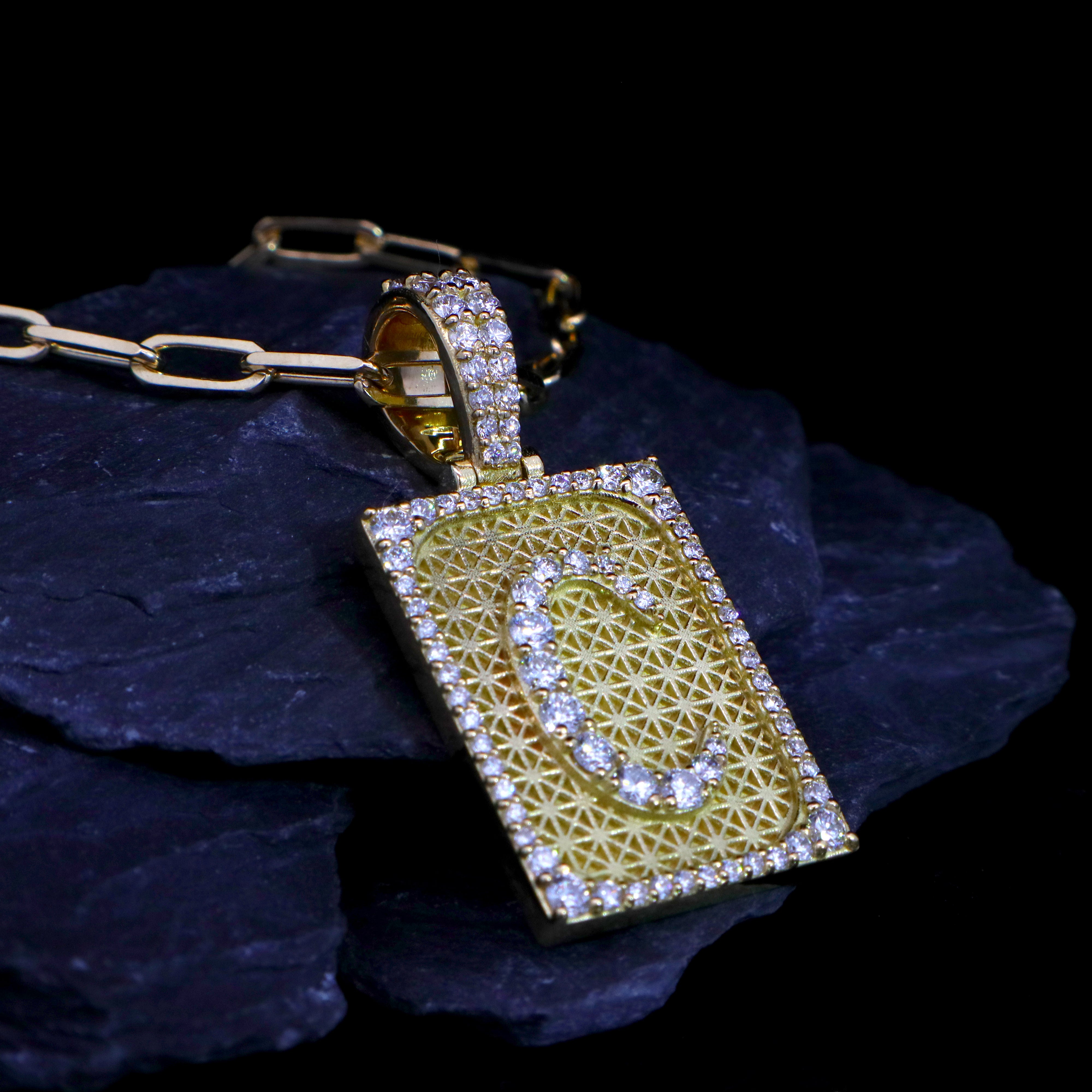 Solid 14k Gold Initial Pendant with Natural Diamonds