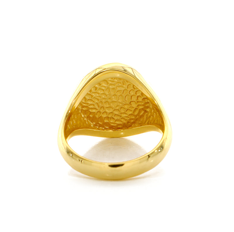 Solid 14k Yellow Gold Signet Ring with Hellenic Greek Side Profile