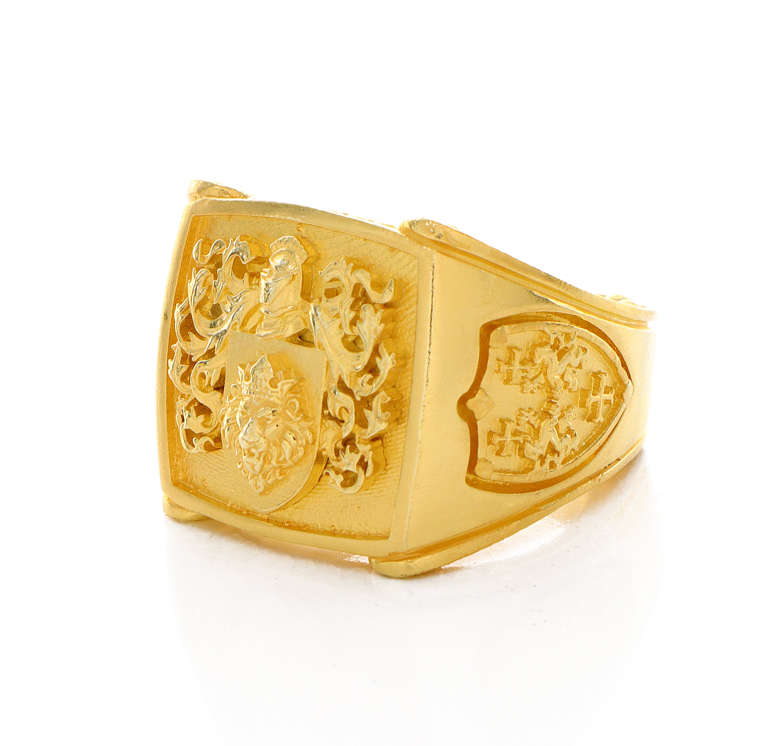 Solid Interior 14k Yellow Gold Family Crest Signet Ring - Extra Gold Difference