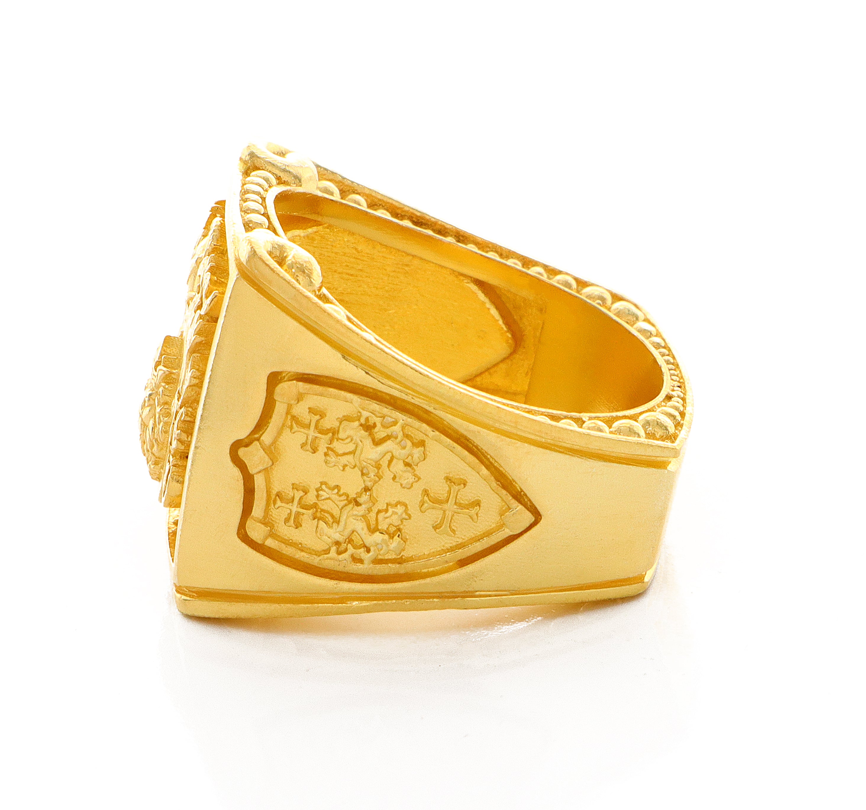 Solid Interior 14k Yellow Gold Family Crest Signet Ring - Extra Gold Difference