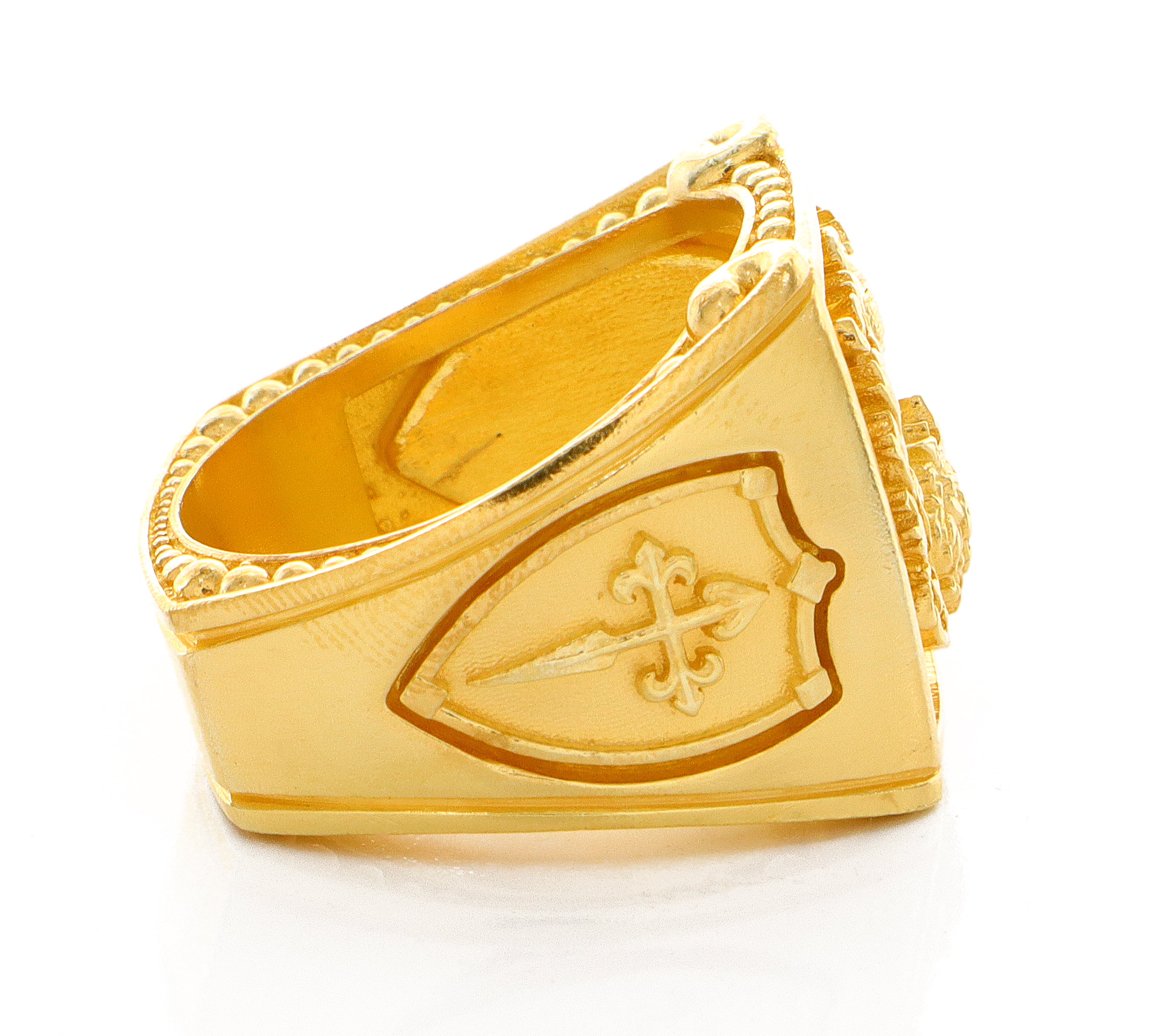 Solid Interior 14k Yellow Gold Family Crest Signet Ring - Extra Gold Difference