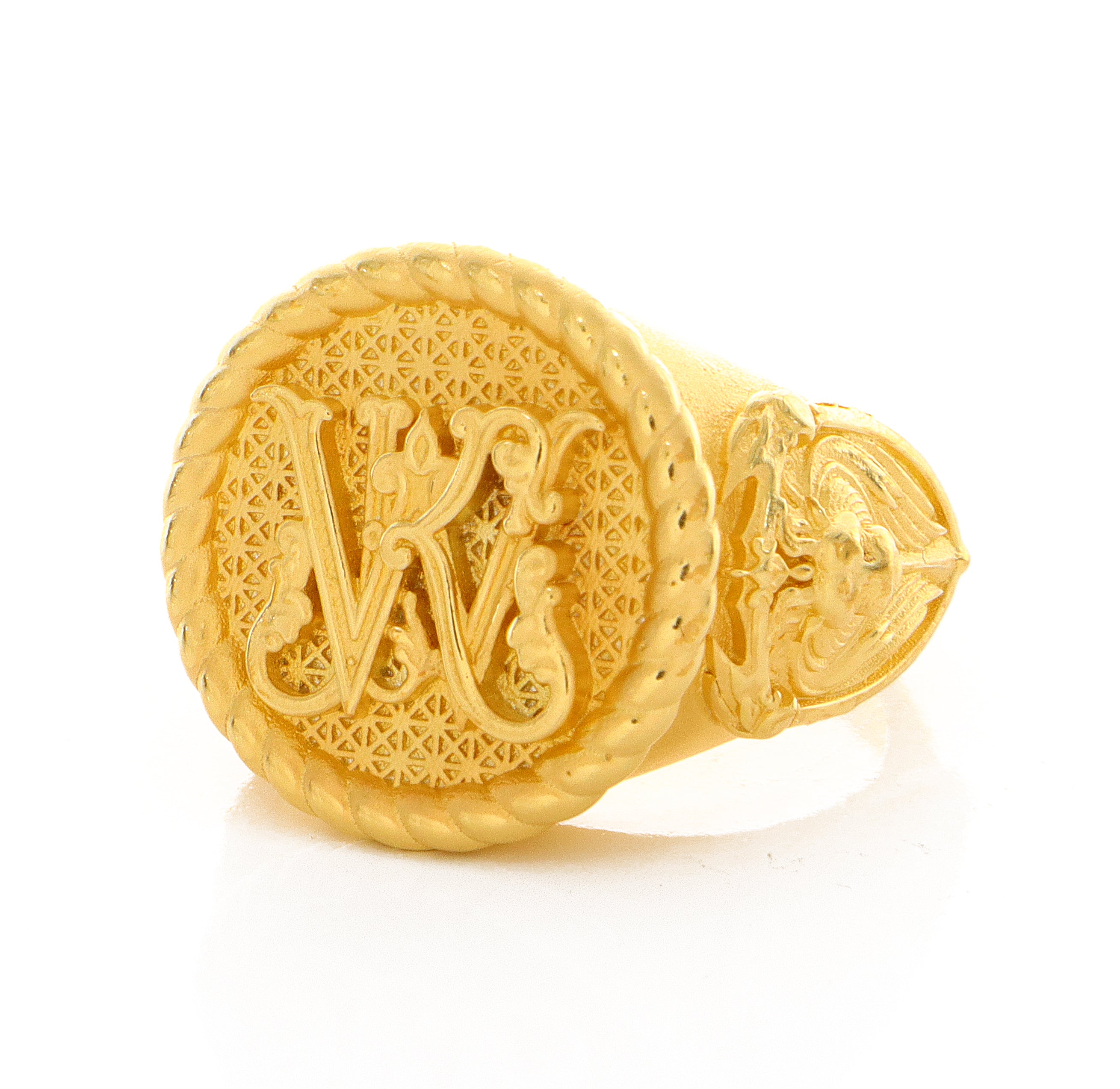 Solid 14k Yellow Gold Signet Ring with Personalized Monogram