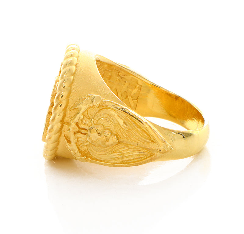 Solid 14k Yellow Gold Signet Ring with Personalized Monogram