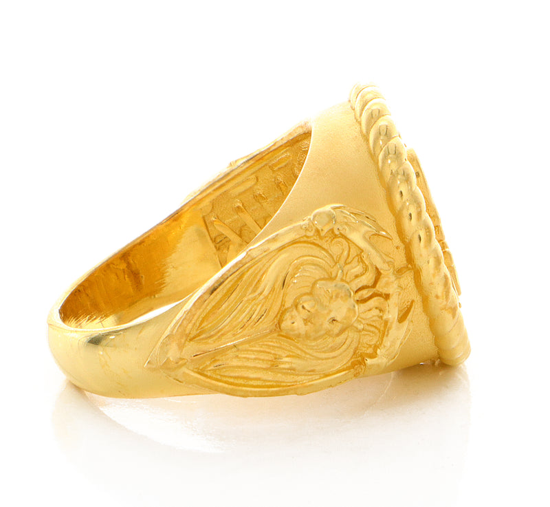 Solid 14k Yellow Gold Signet Ring with Personalized Monogram