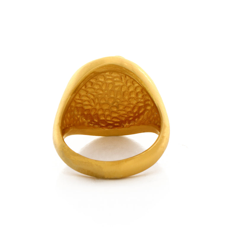Solid 14k Yellow Gold Signet Ring with Egyptian Deity