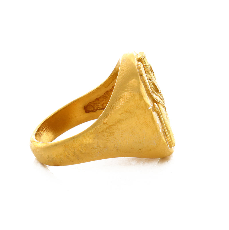 Solid 14k Yellow Gold Signet Ring with Persian Gopaitioshah