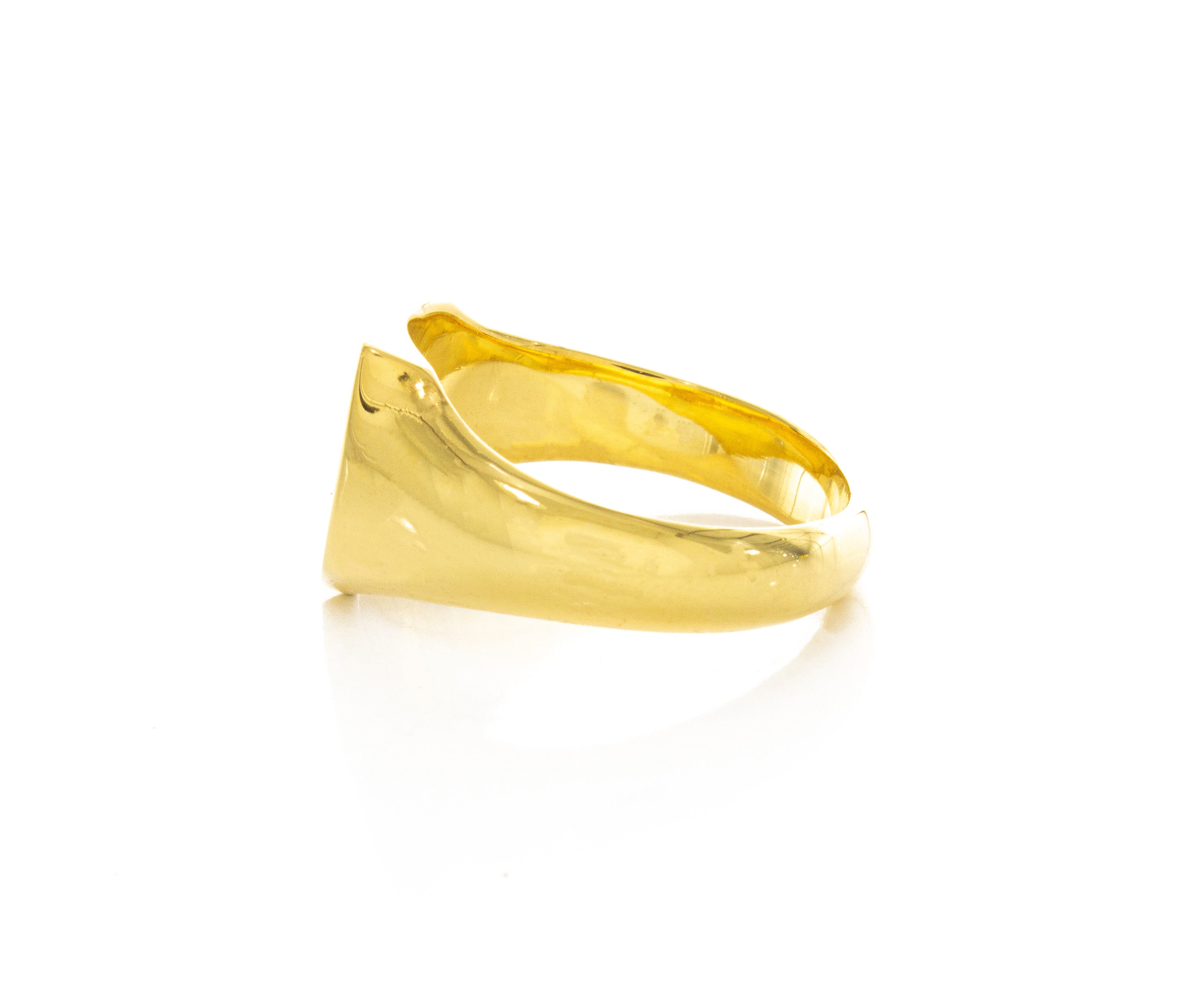 English Coat of Arms Wax Seal Signet Ring, 14k Solid Yellow Gold Ring with Three Heraldic Lions