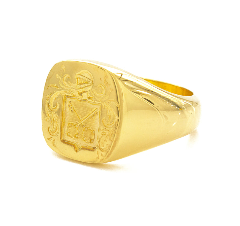 Make Your Own Family Crest Wax Seal Signet Ring, 14k Solid Yellow Gold Ring