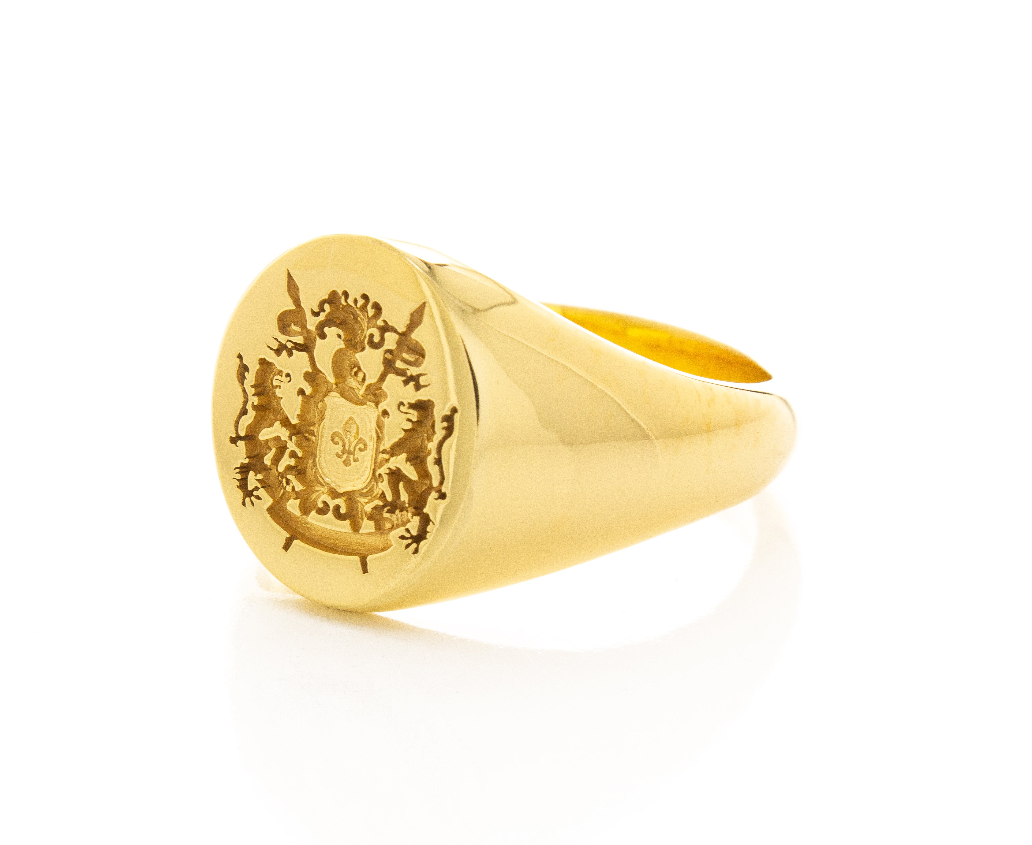 Create Your Own Family Crest Wax Seal Signet Ring, 14k Solid Yellow Gold Ring