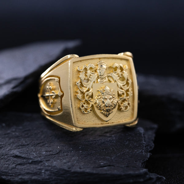 Family Crest Solid Gold Signet Ring