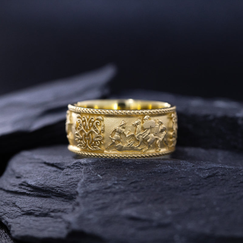 10mm Custom Made, Dome Shaped, 14k Solid Yellow Gold Scythian Ring