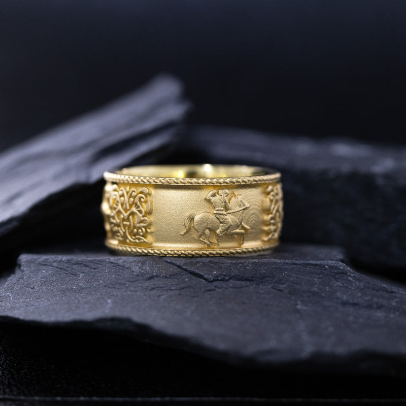 10mm Custom Made, Dome Shaped, 14k Solid Yellow Gold Scythian Ring