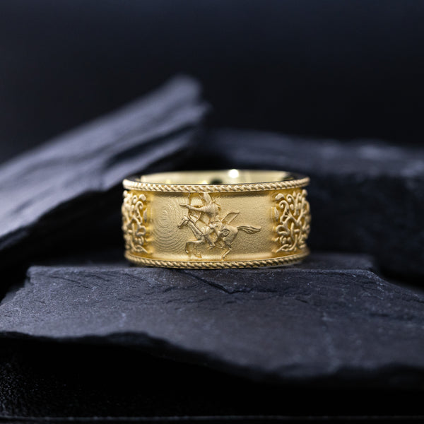 10mm Custom Made, Dome Shaped, 14k Solid Yellow Gold Scythian Ring