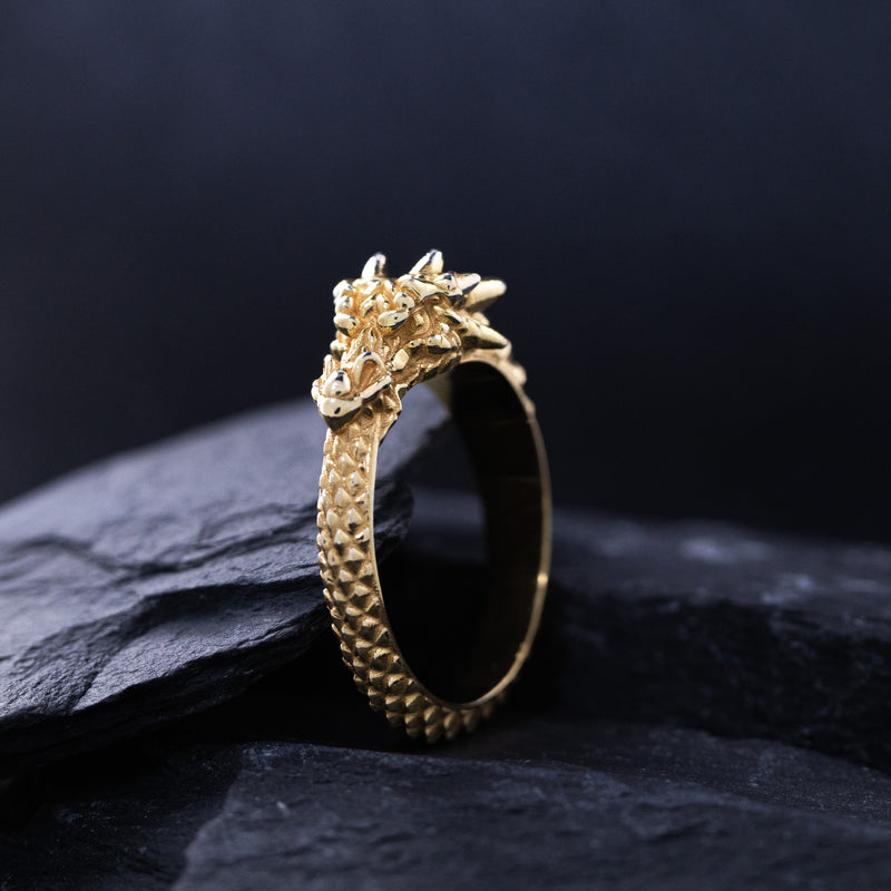 Ouroboros Dragon, 14k Solid Yellow Gold Ring