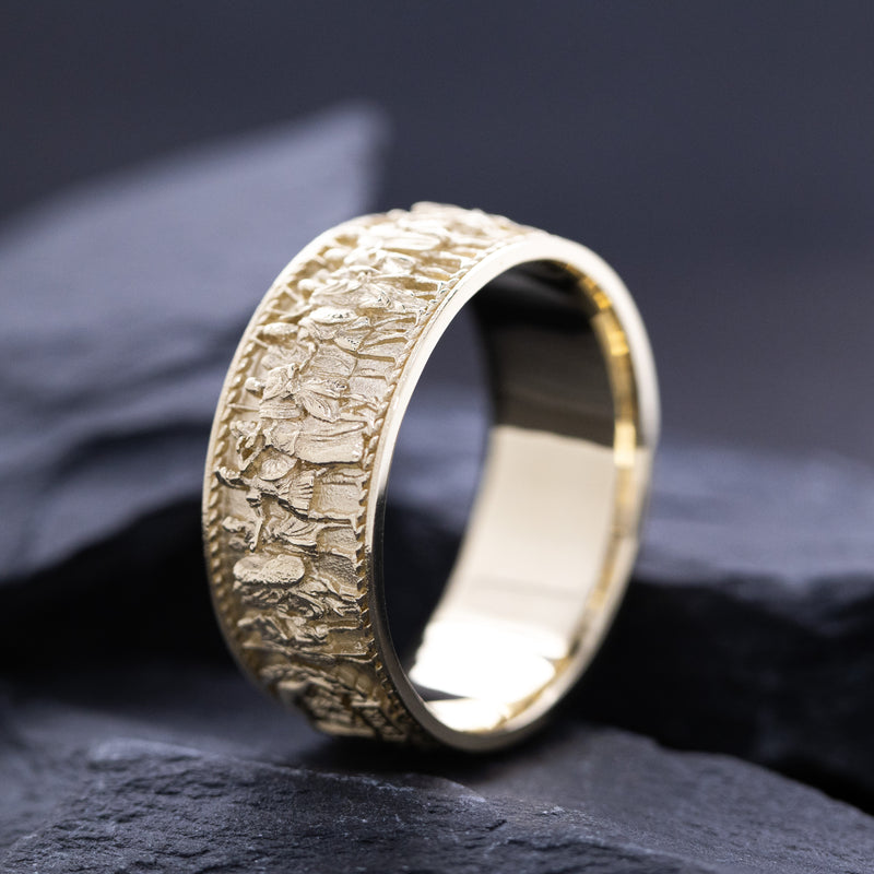 Solid 14k and 18k Yellow Gold Ring with Roman Emperor Caracalla's Relief and Capitoline Wolf