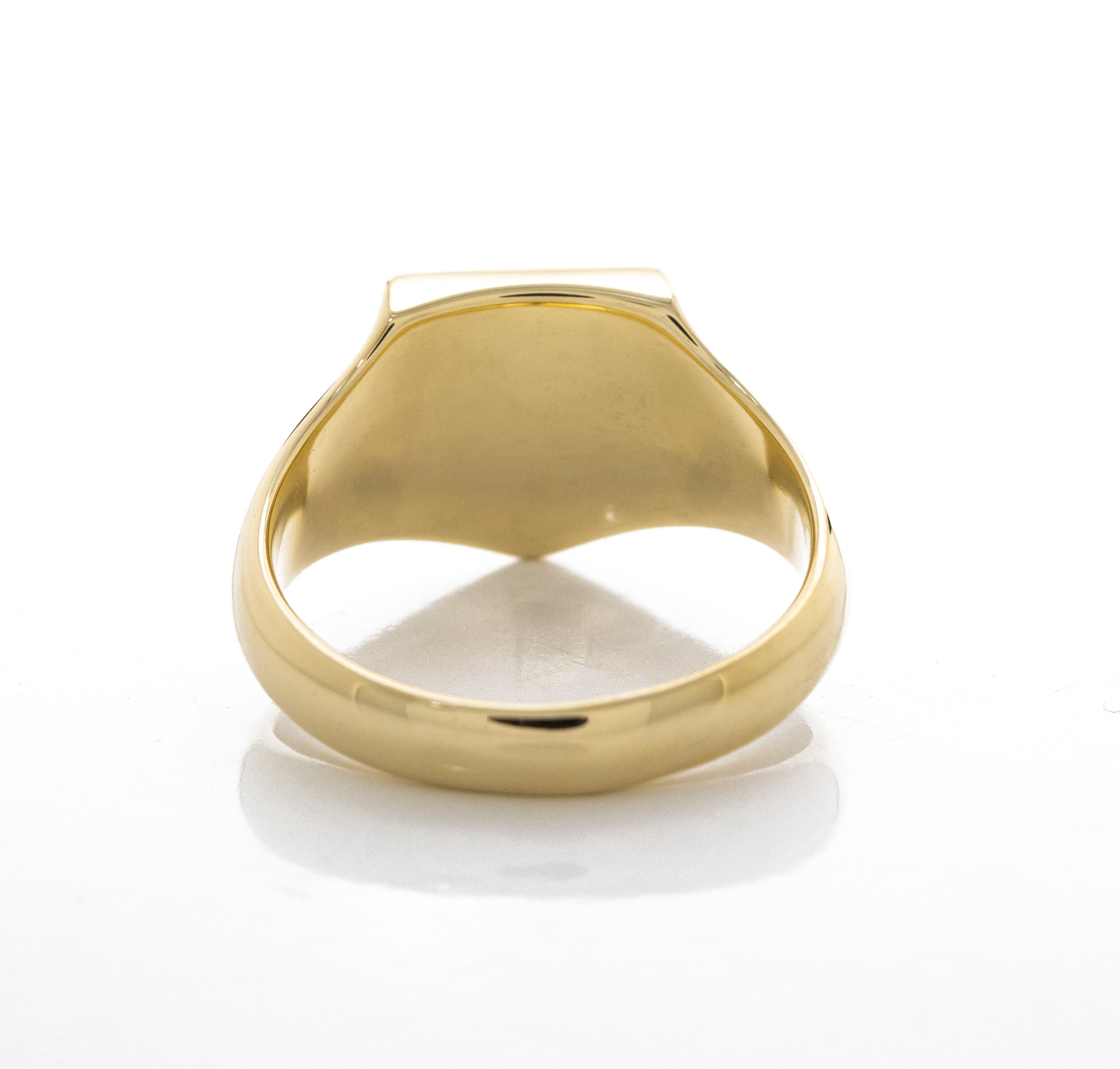 Heraldic Lion with Rose Wax Seal Signet Ring, 14k Solid Yellow Gold Ring with European Heraldic Design