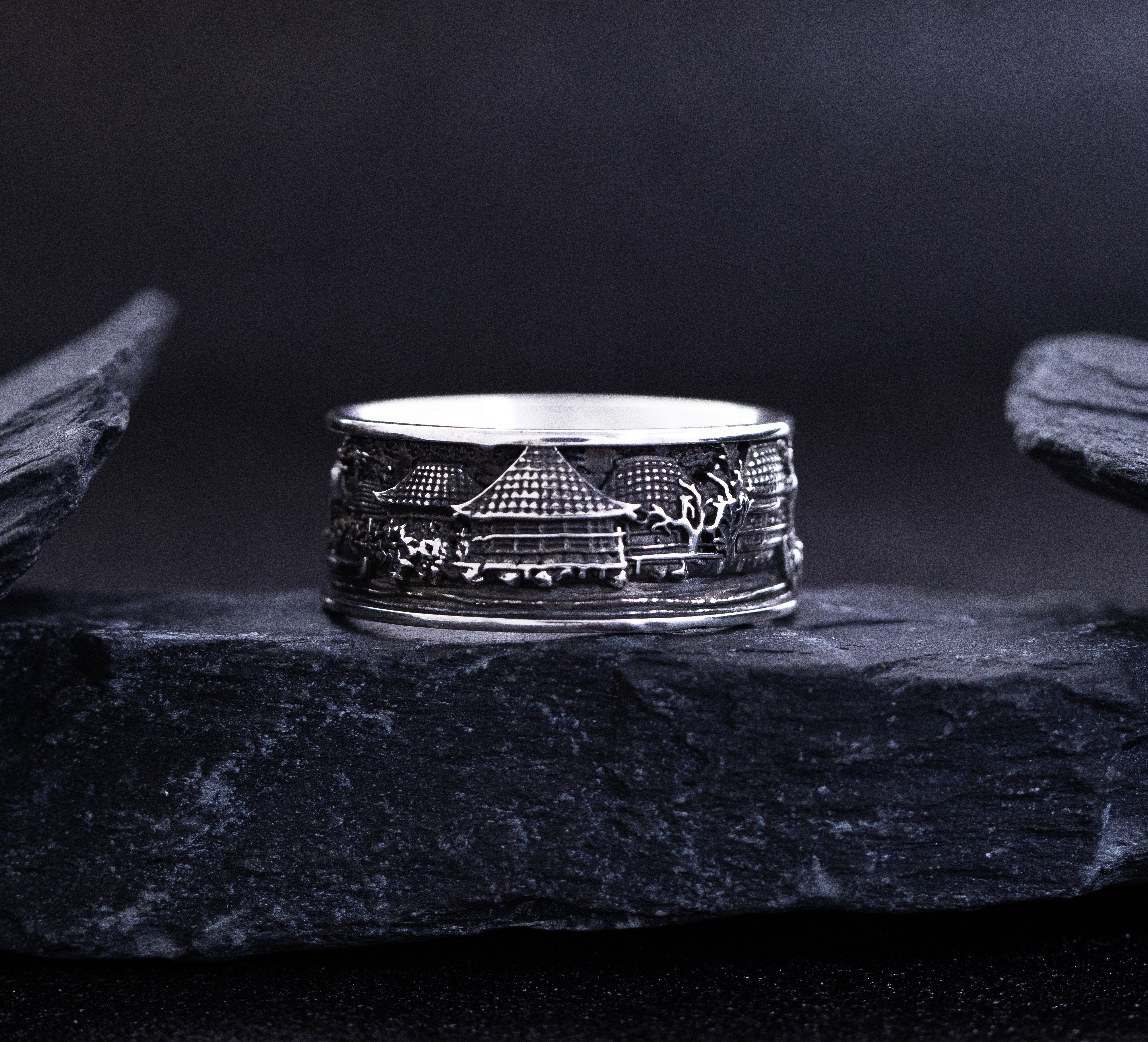 Sterling Silver Ring Inspired by Japanese Woodblock Artwork