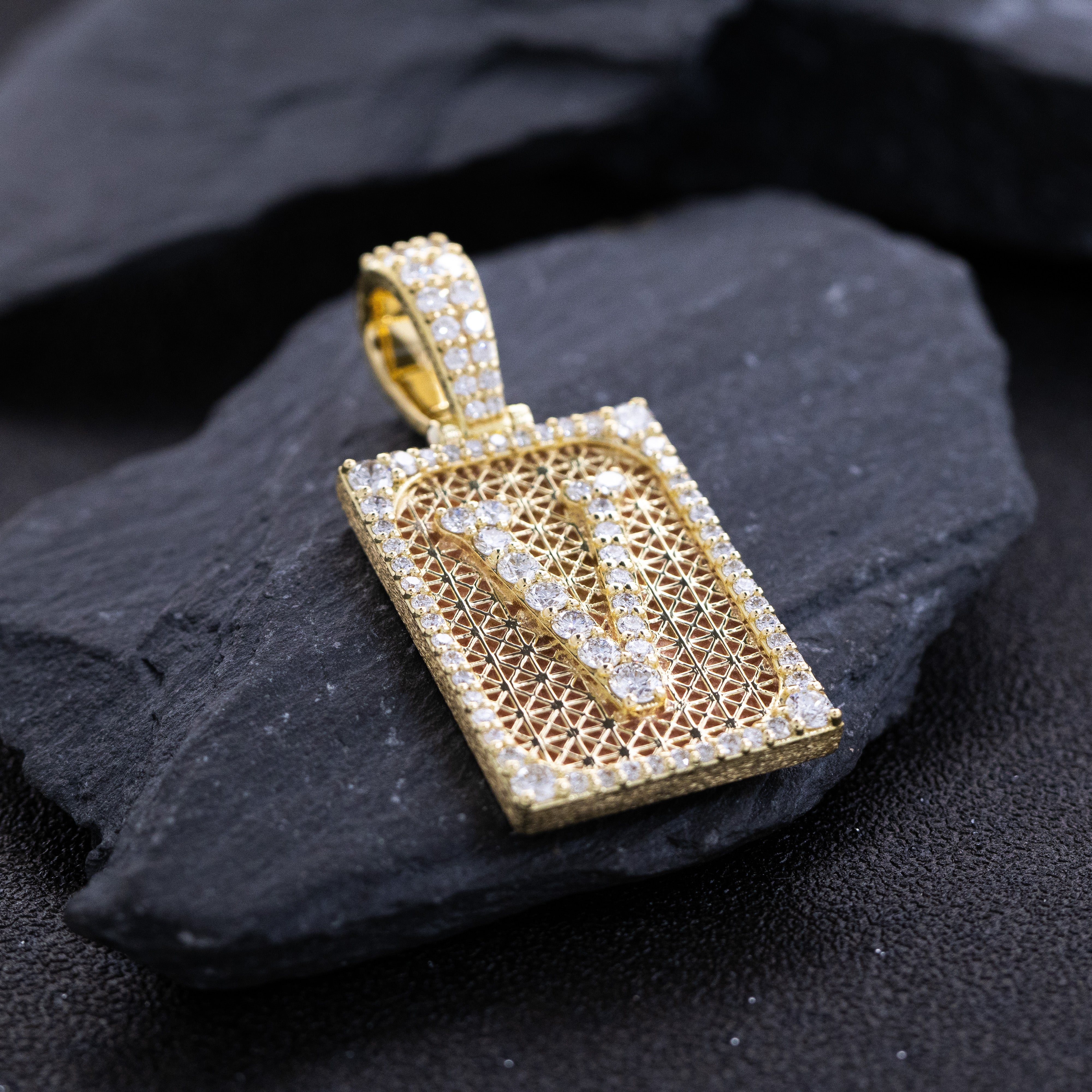 Solid 18k Gold Initial Pendant with Natural Diamonds