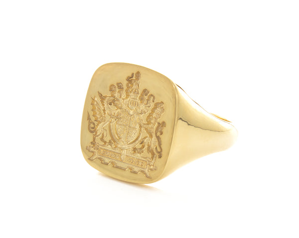 English House of Tudor Wax Seal Signet Ring, 14k Solid Yellow Gold Ring