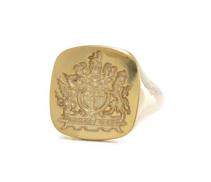 English House of Tudor Wax Seal Signet Ring, 14k Solid Yellow Gold Ring