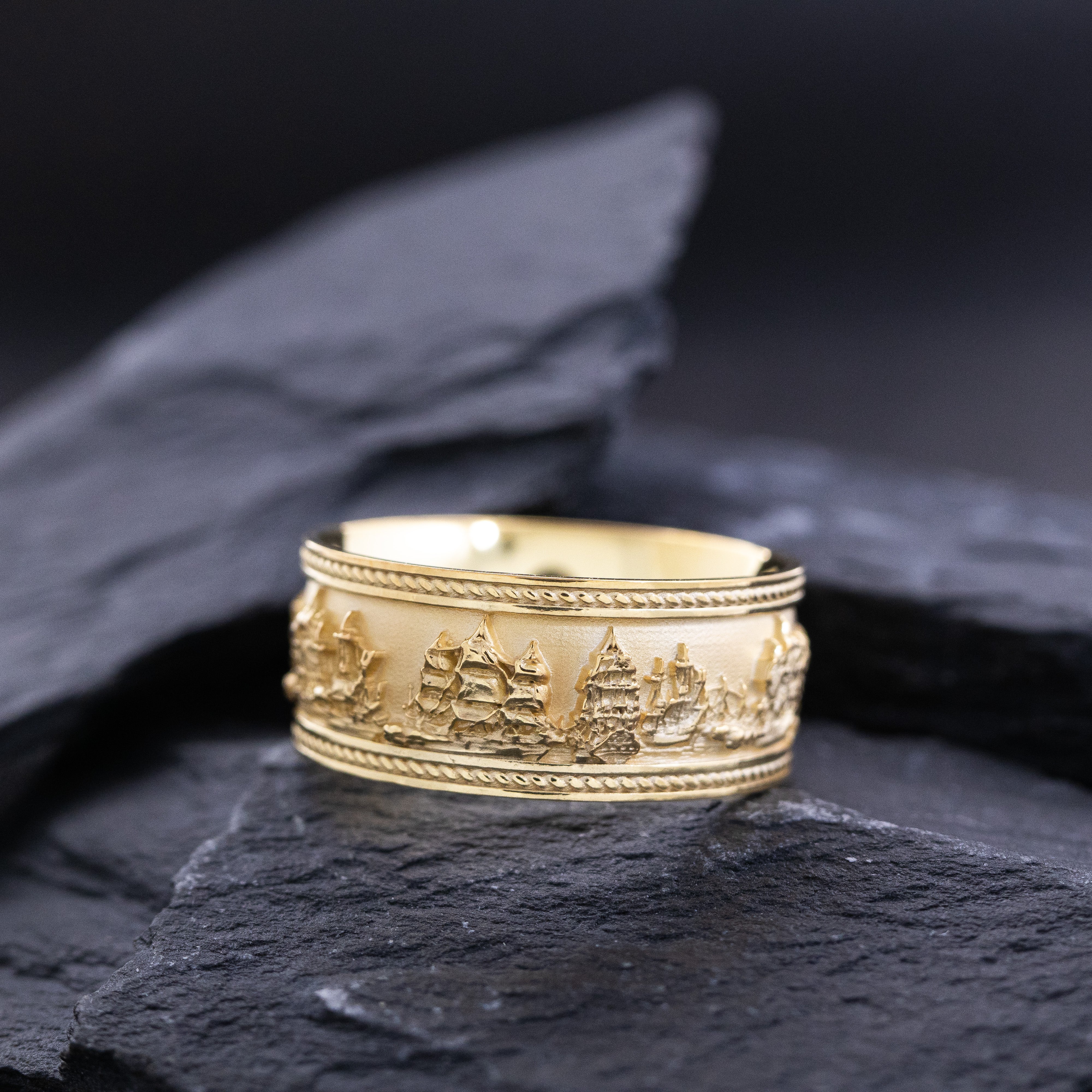 Solid 14k and 18k Yellow Gold Battle of Trafalgar Naval Warfare Band