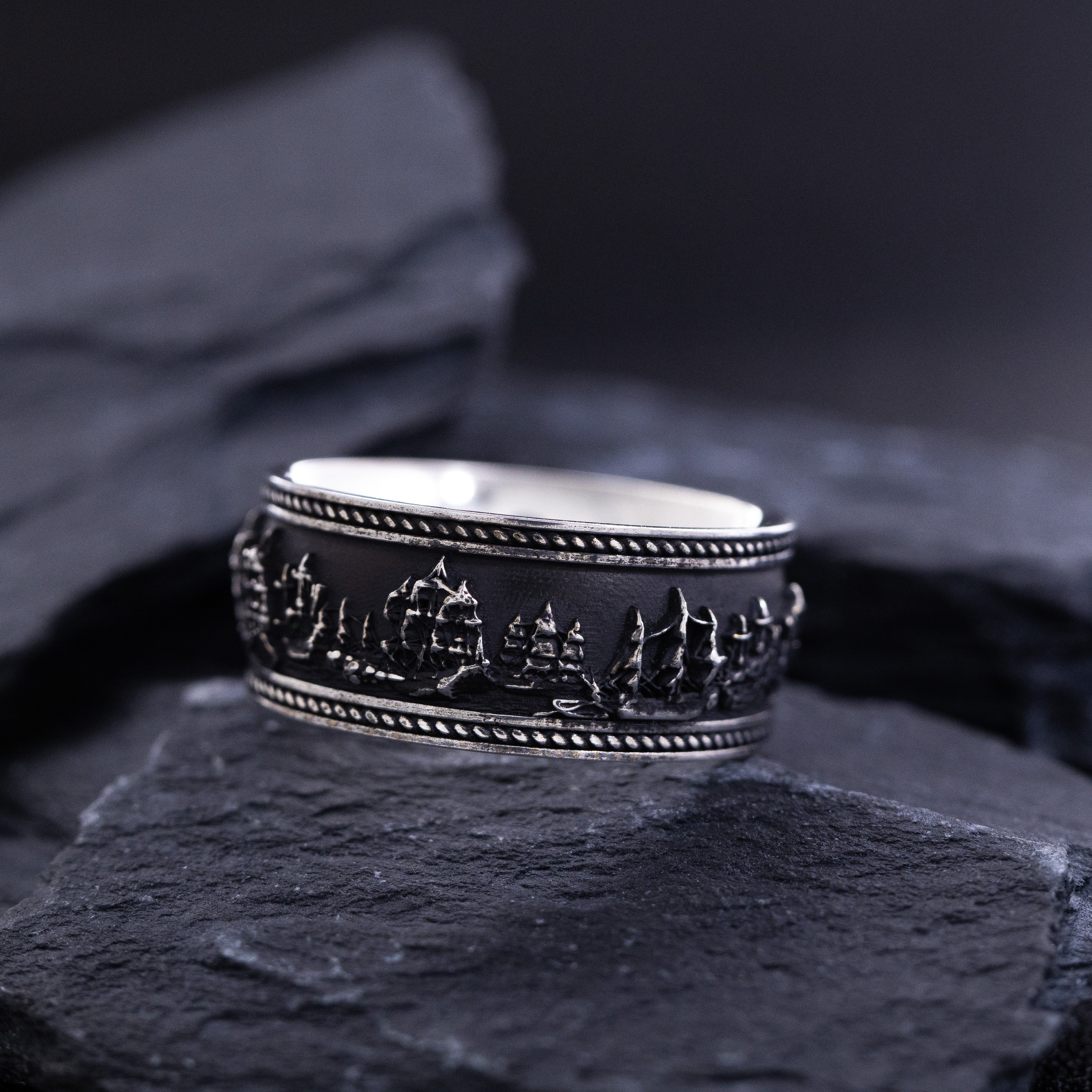 Sterling Silver Battle of Trafalgar Naval Warfare Band
