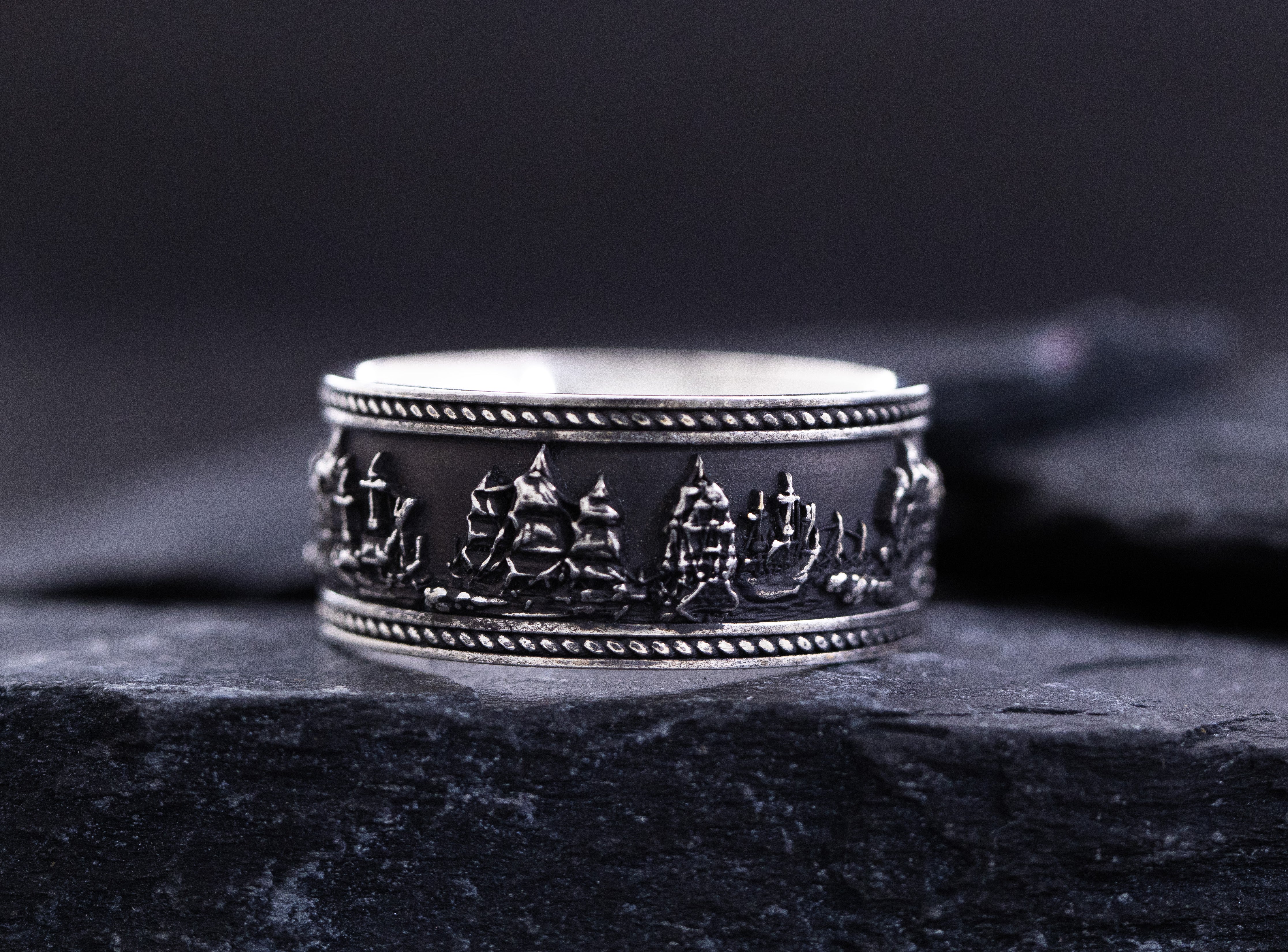 Sterling Silver Battle of Trafalgar Naval Warfare Band