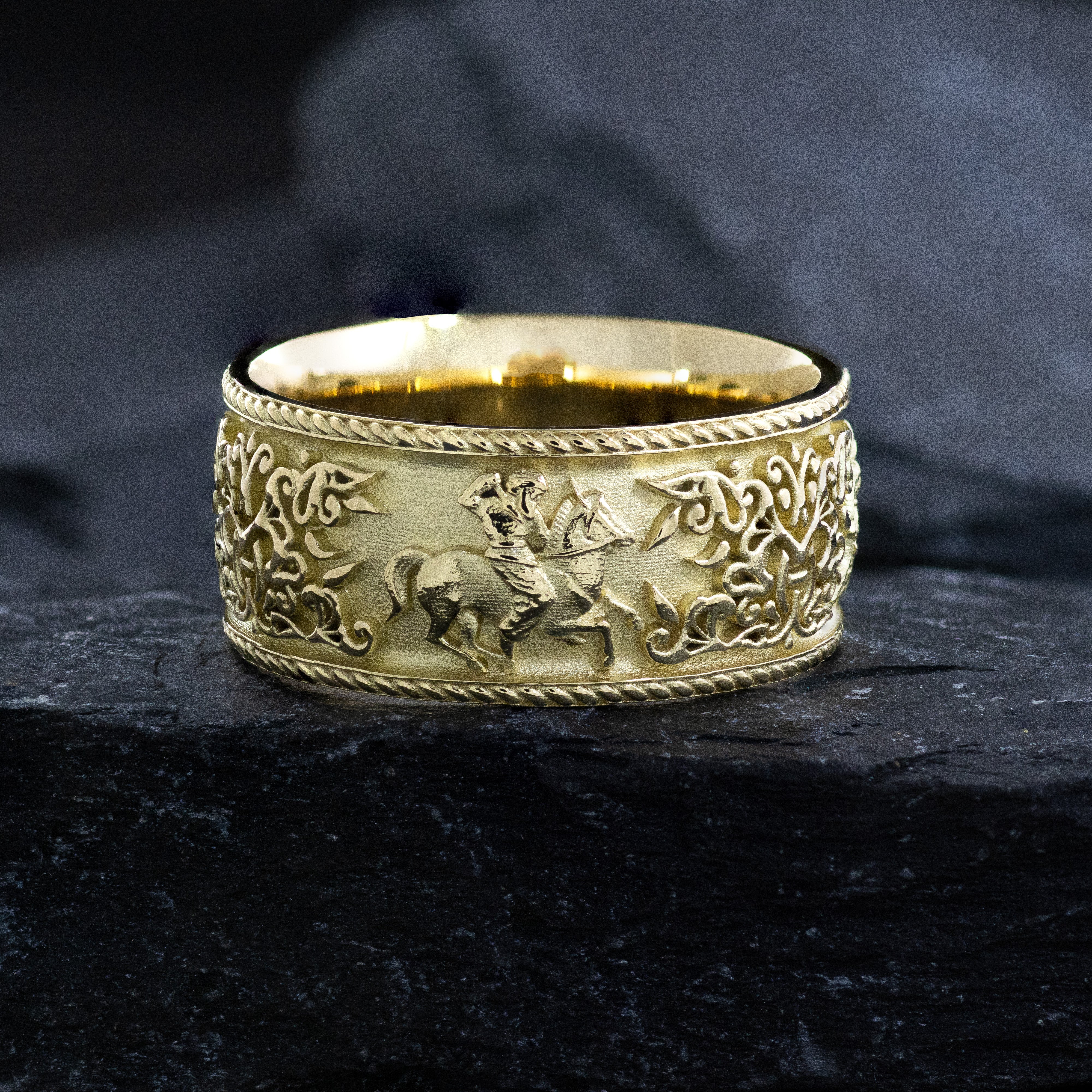 10mm Custom Made, Dome Shaped, 14k Solid Yellow Gold Scythian Ring