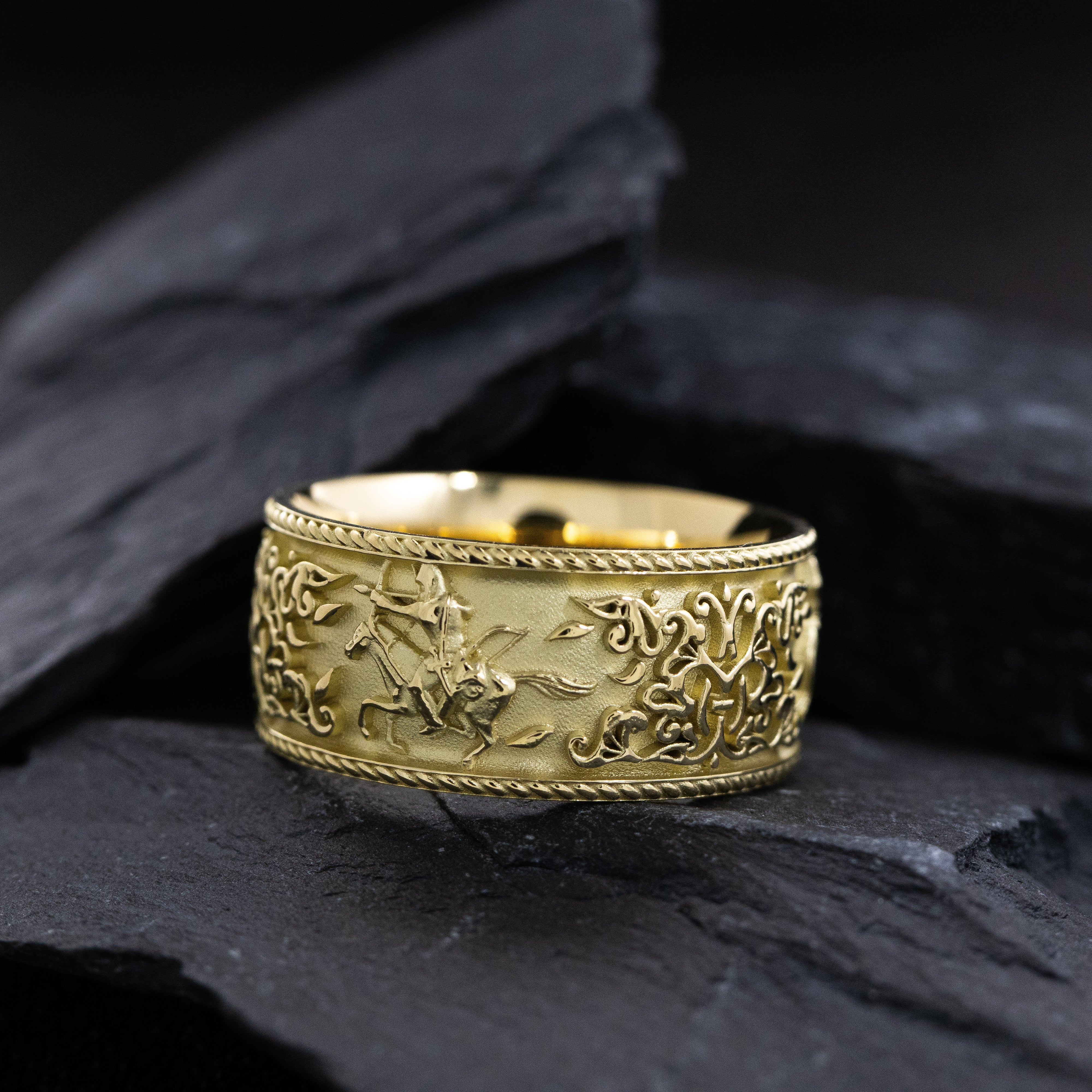 10mm Custom Made, Dome Shaped, 14k Solid Yellow Gold Scythian Ring