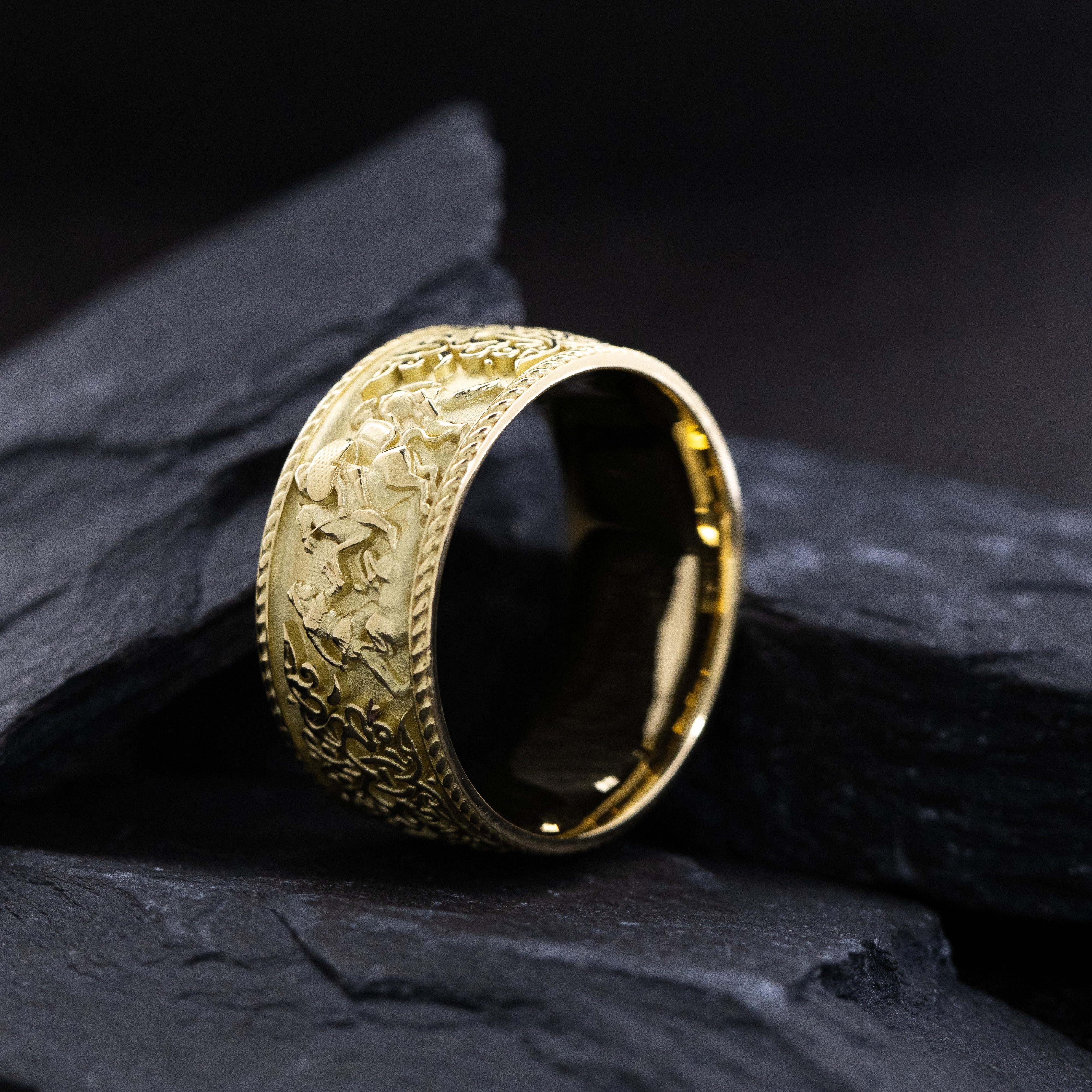 10mm Custom Made, Dome Shaped, 14k Solid Yellow Gold Scythian Ring