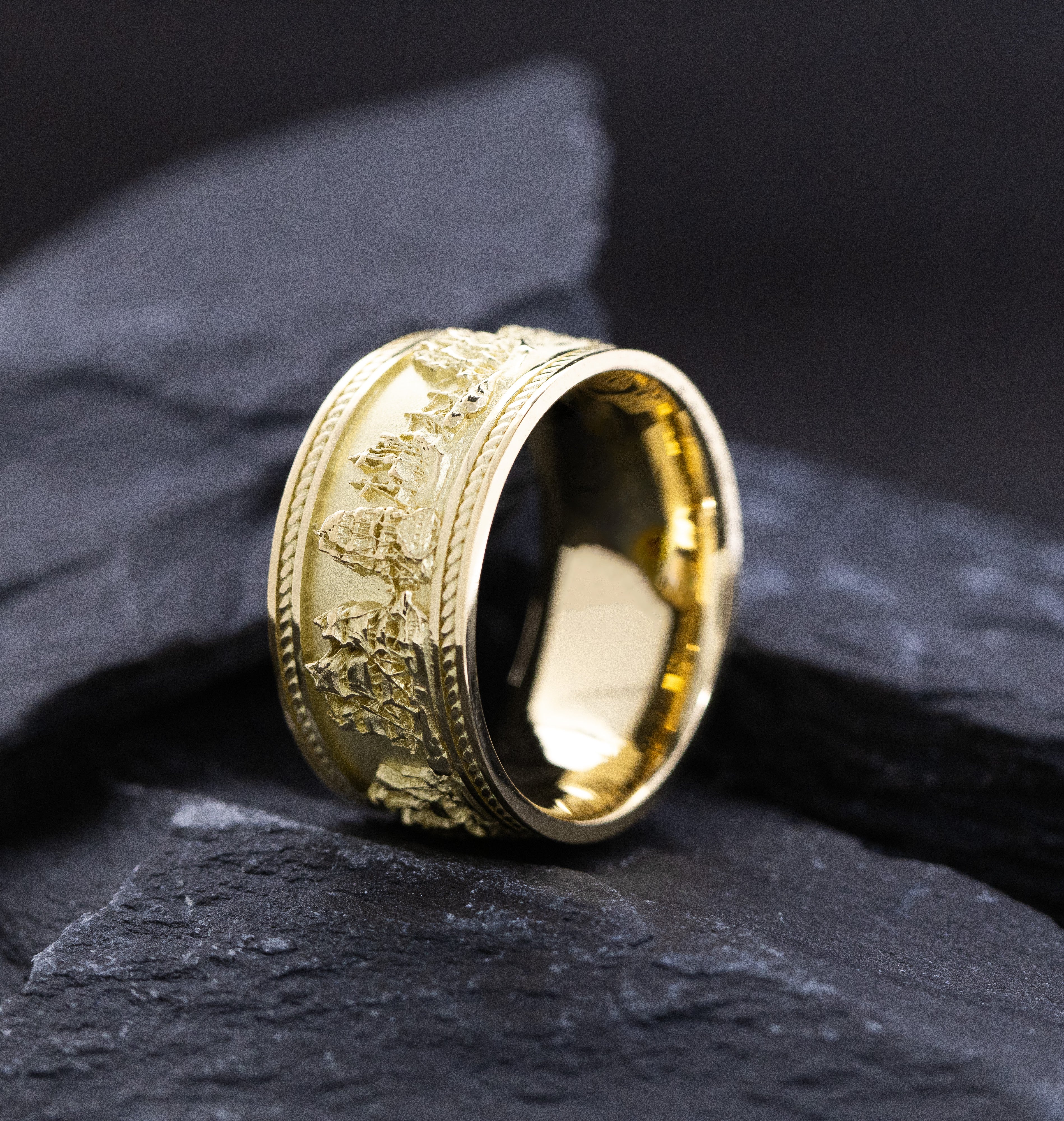 Solid 14k and 18k Yellow Gold Battle of Trafalgar Naval Warfare Band