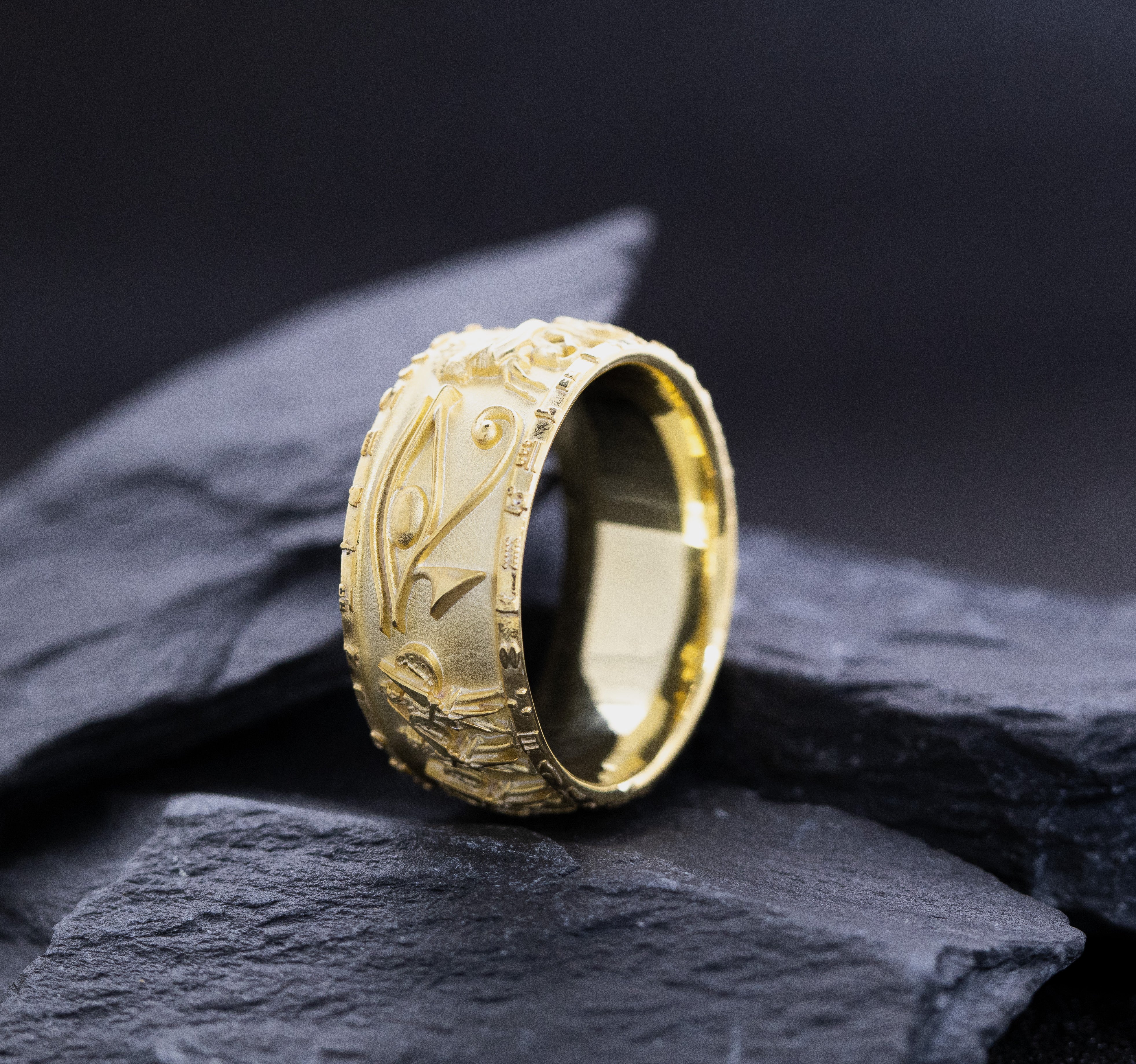 Egyptian Solid 14k Yellow Gold Ring Inspired by Battle of Kadesh