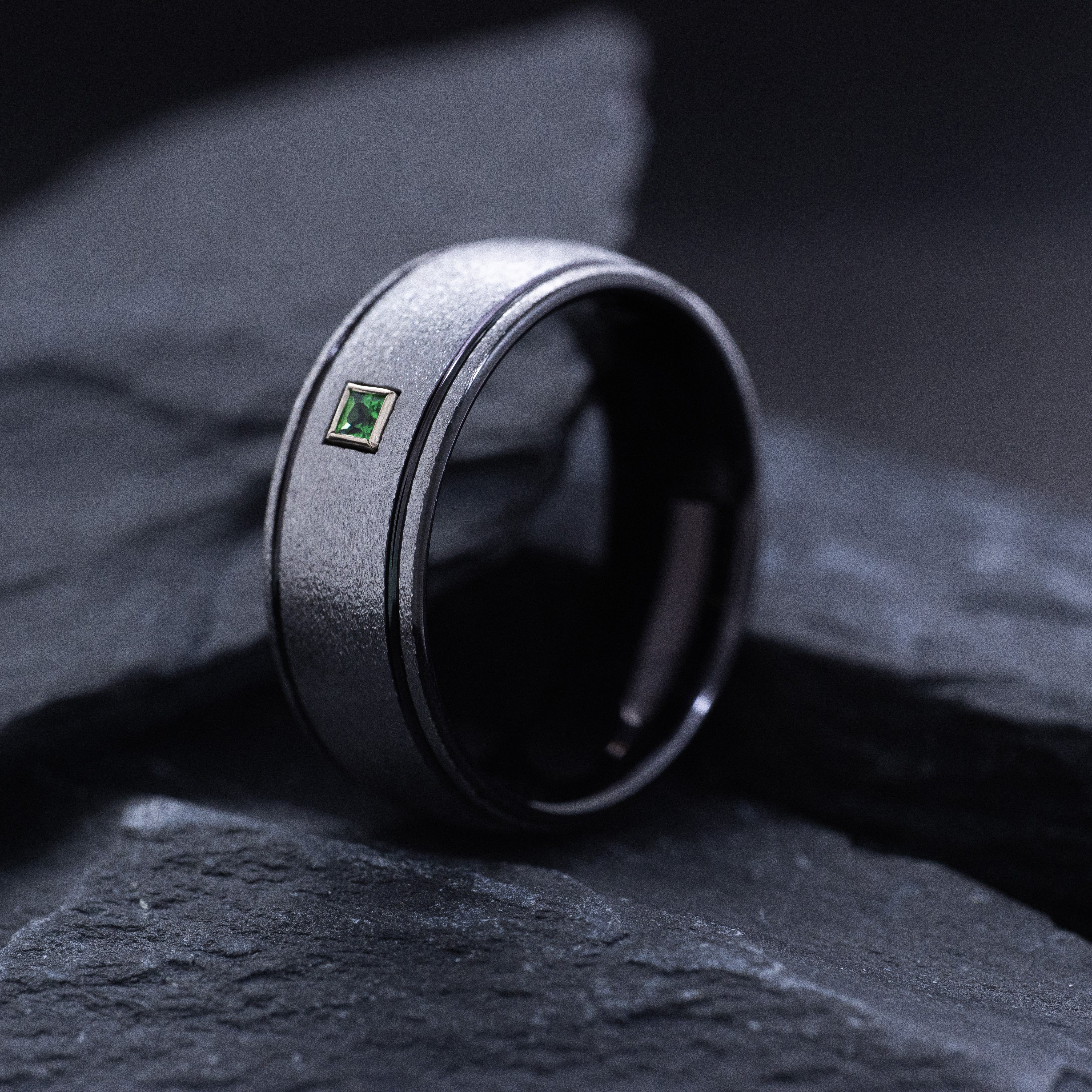 8mm Stone Finished Tungsten Carbide Ring with Custom Birthstone