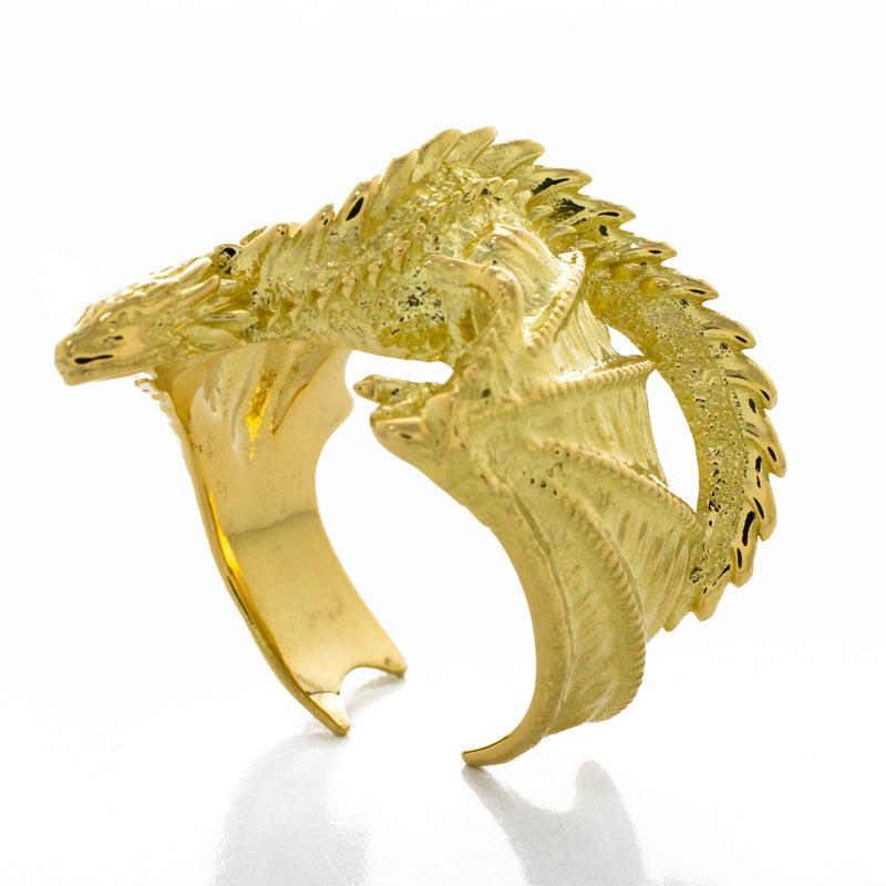 Solid 14k Yellow Gold Dragon Ring