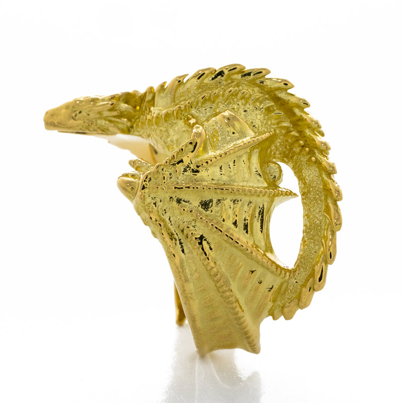 Solid 14k Yellow Gold Dragon Ring