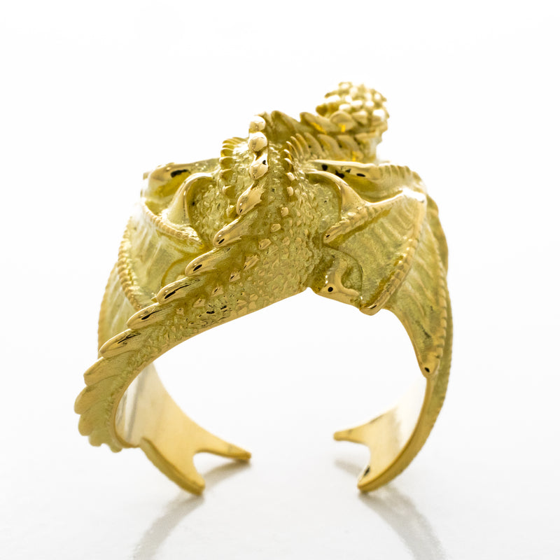 Solid 14k Yellow Gold Dragon Ring