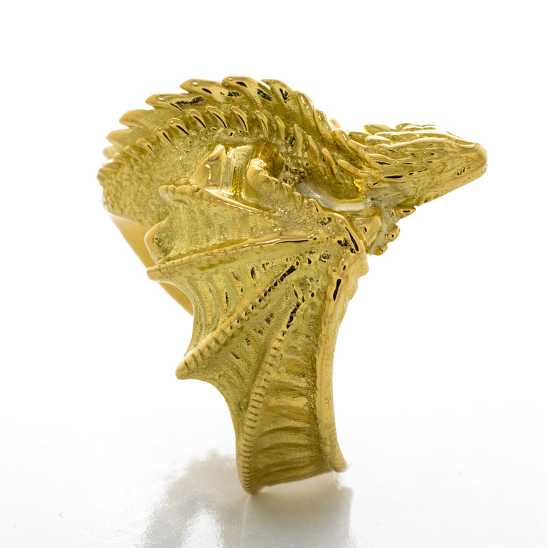 Solid 14k Yellow Gold Dragon Ring