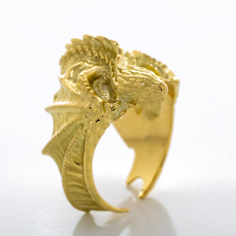 Solid 14k Yellow Gold Dragon Ring