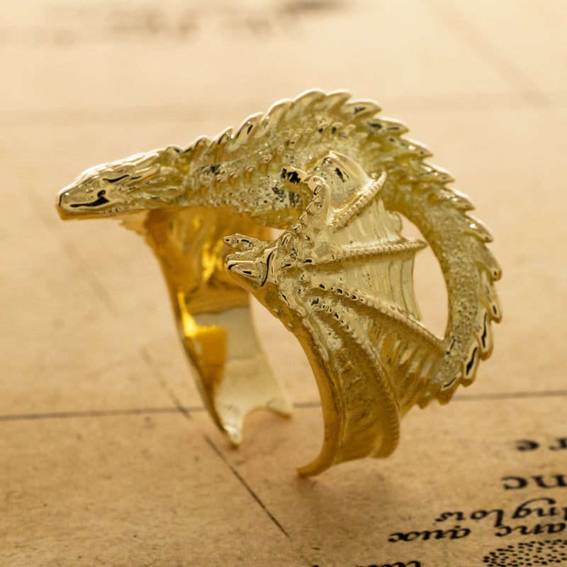 Solid 14k Yellow Gold Dragon Ring