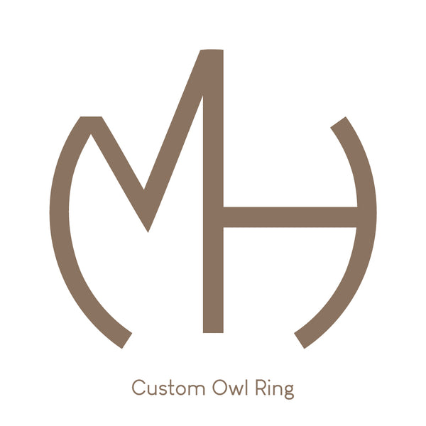 Custom Owl Ring with a Round Cut Lab Made Gemstone