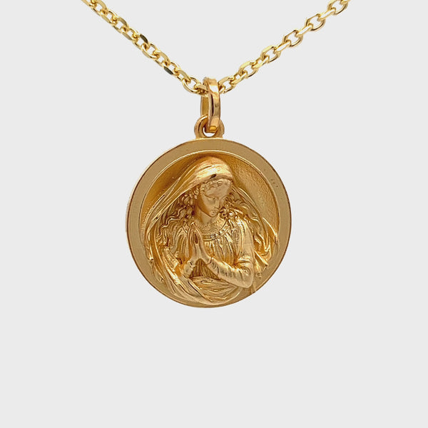 Solid 14k Gold Virgin Mary Pendant
