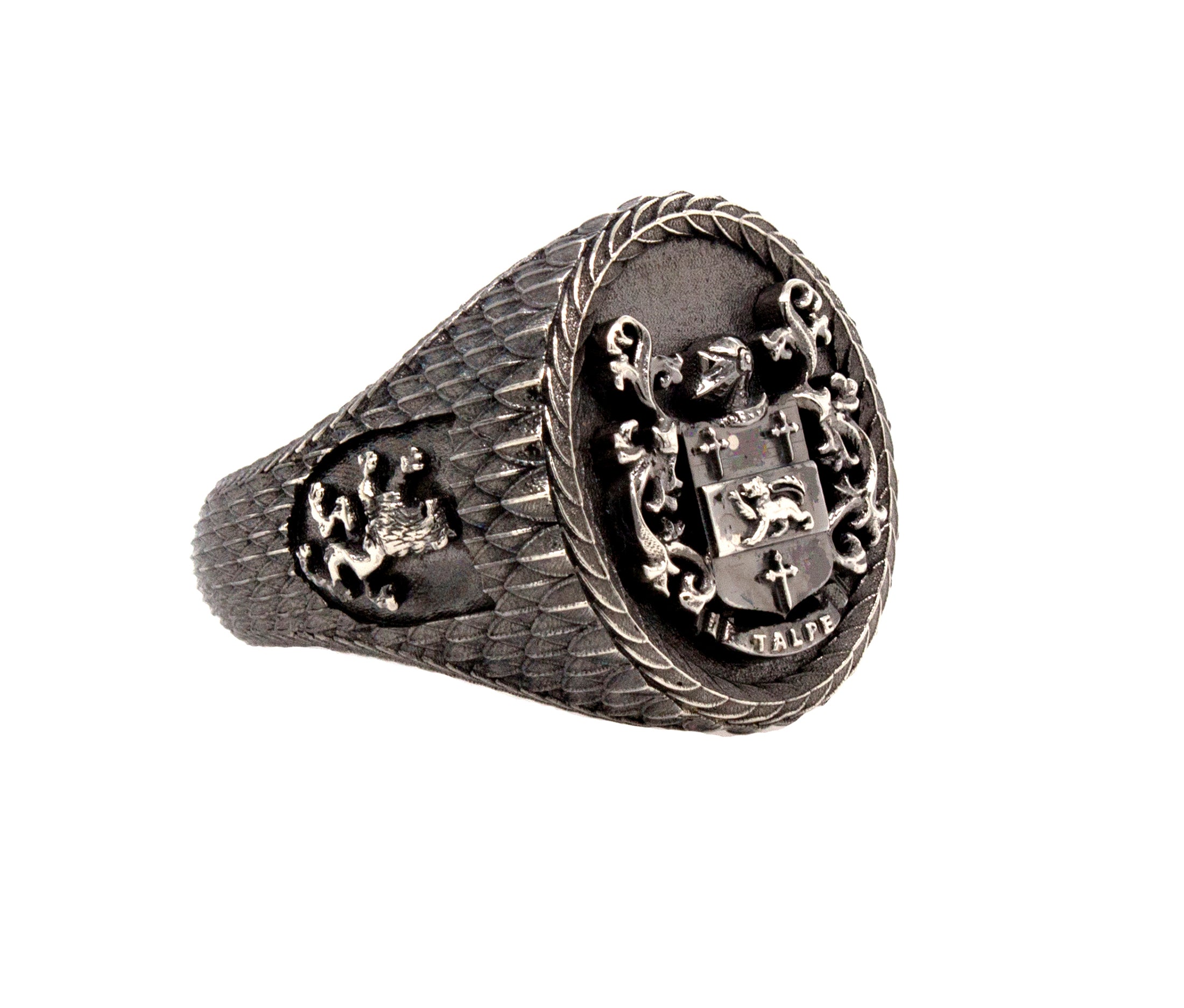 White Gold Signet Ring with Antique Finish