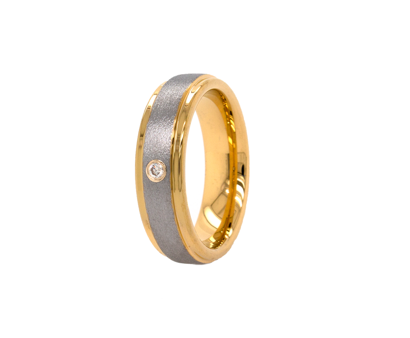 ring, ring on white background, mens ring, women's ring, wedding band, mens wedding band, women's wedding band, 6mm ring, 6mm tungsten ring, yellow gold plated ring, matte ring, diamond ring, thin ring