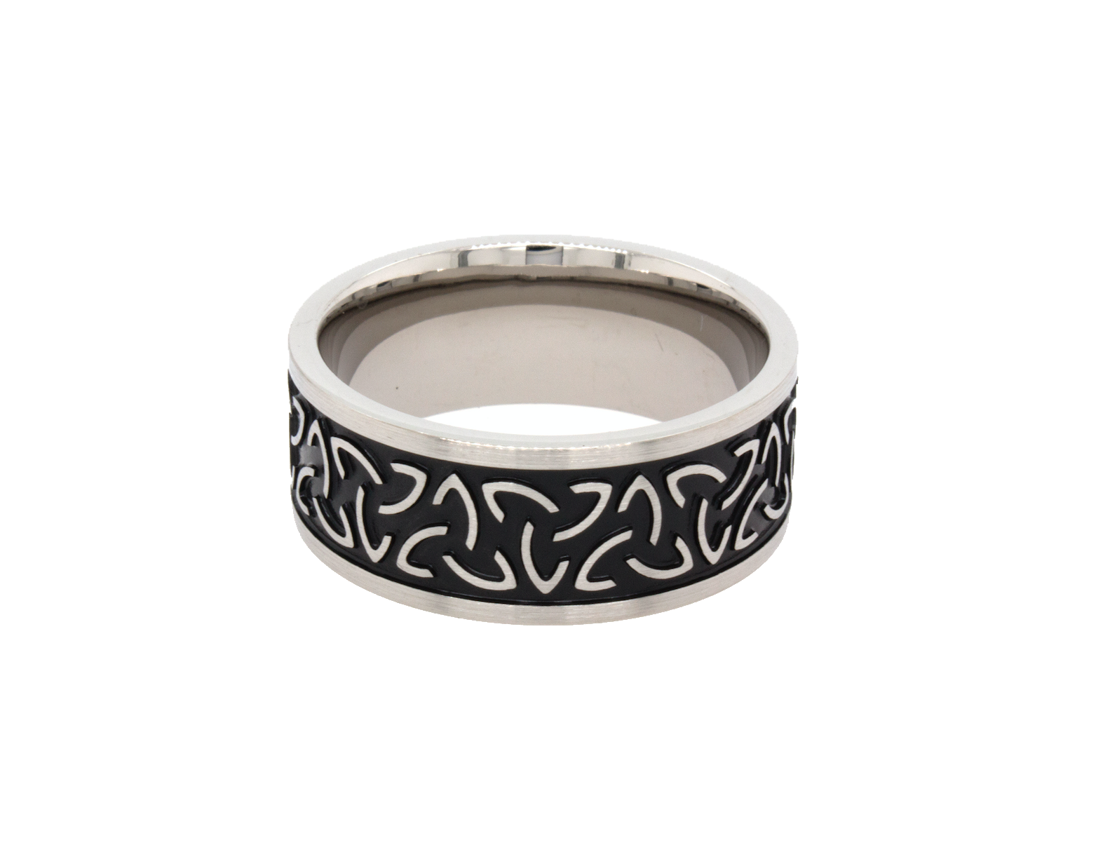 ring, ring with white background, titanium ring, engraved ring, ring with engraving, custom engraved ring, celtic knot ring, 8mm ring