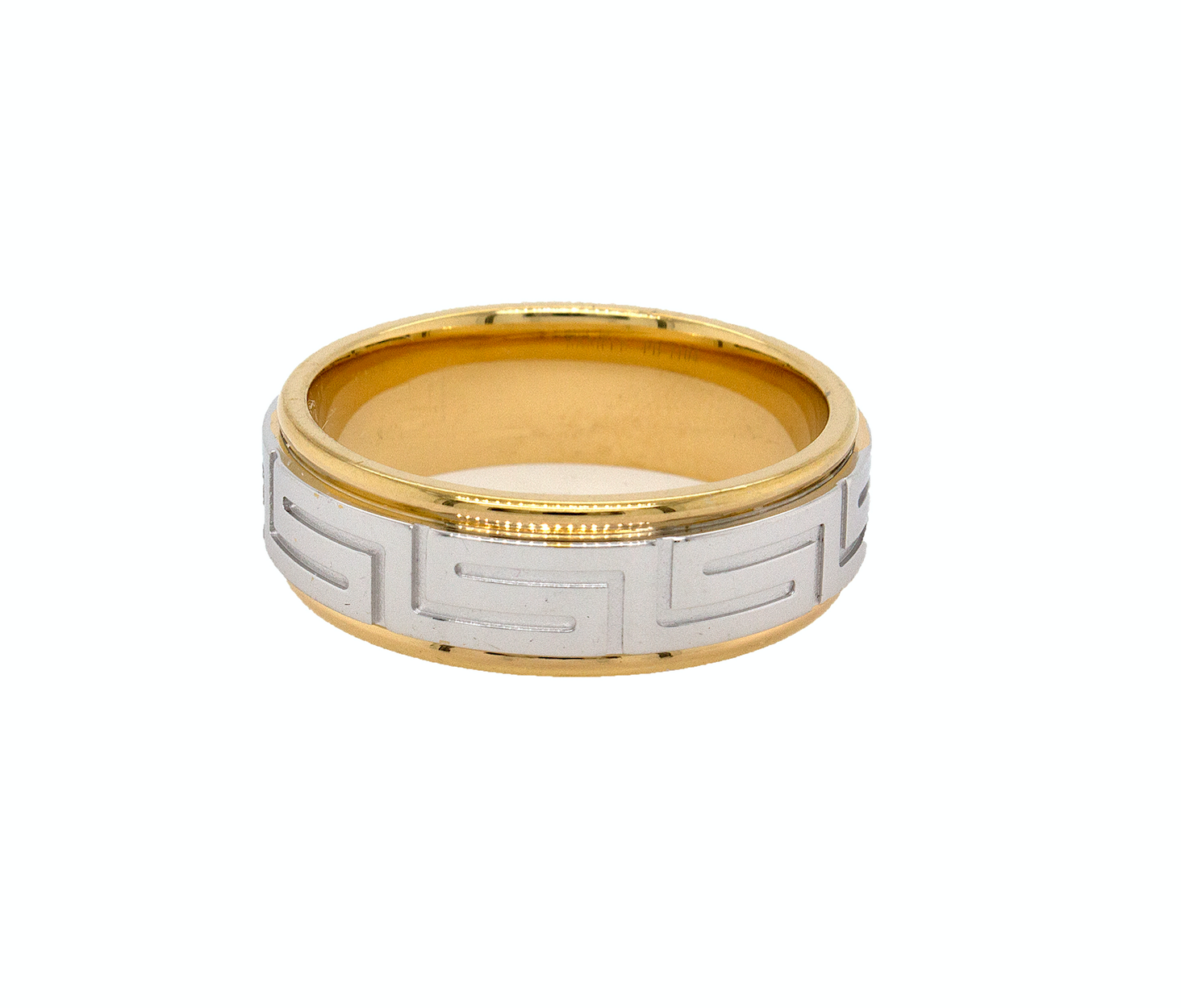 8mm ring, solid gold ring, mens wedding band, womens wedding band, solid gold ring, greek symbols, stepped edges, engraved ring, custom ring, mens wedding band, womens wedding band