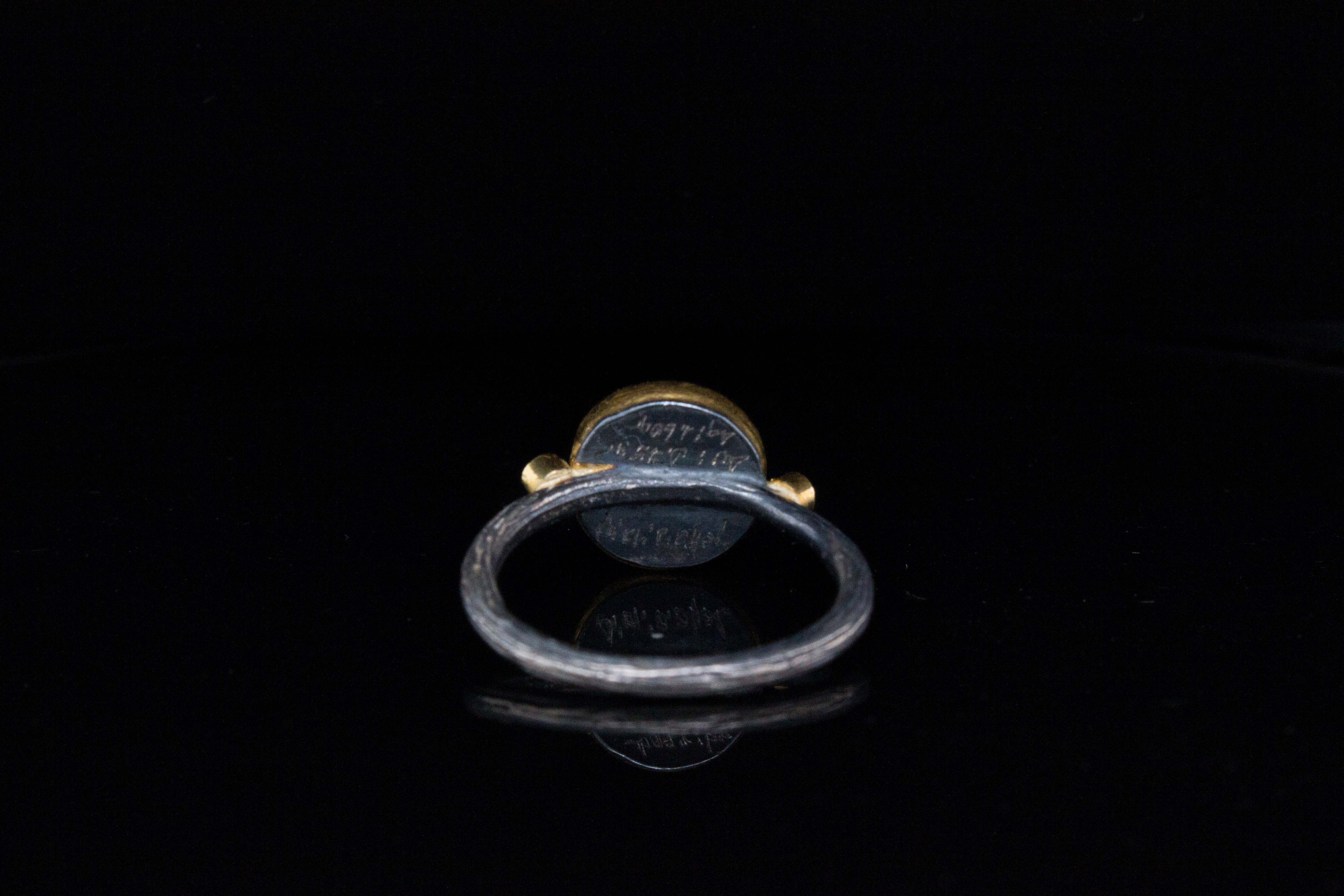 24k Gold and Silver Handmade Ring Featuring Athena with Diamonds